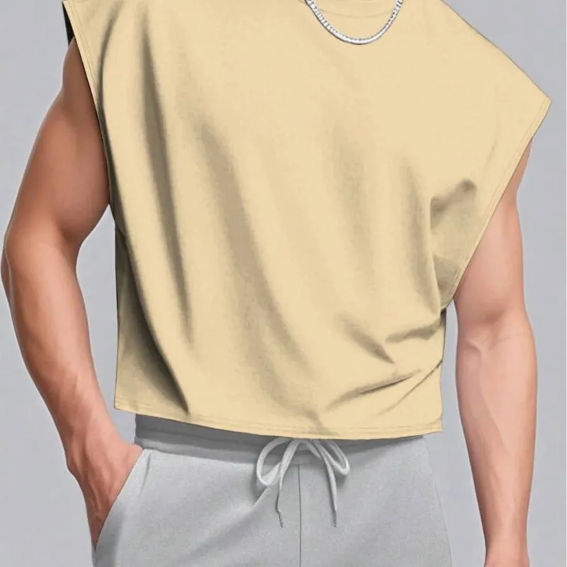 Manfinity Dauomo Camiseta de tirantes ancha de unicolor versátil para hombre