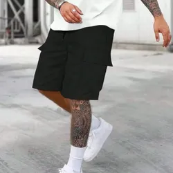 Manfinity Dauomo Shorts De Trabajo Para Hombres Con Cordón En La Cintura Y Color Sólido