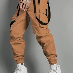 Manfinity EMRG Pantalones cargo casuales con cordón en la cintura para hombre, de y versátiles para uso diario, otoño