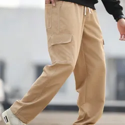 Manfinity Homme Pantalones cargo casuales para hombres con cintura con cordón y costura de contraste