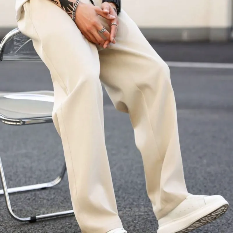 Manfinity Homme Pantalones rectos de unicolor para hombres, pantalones largos lisos y entallados para trabajo, para regalos de esposo o novio, para otoño