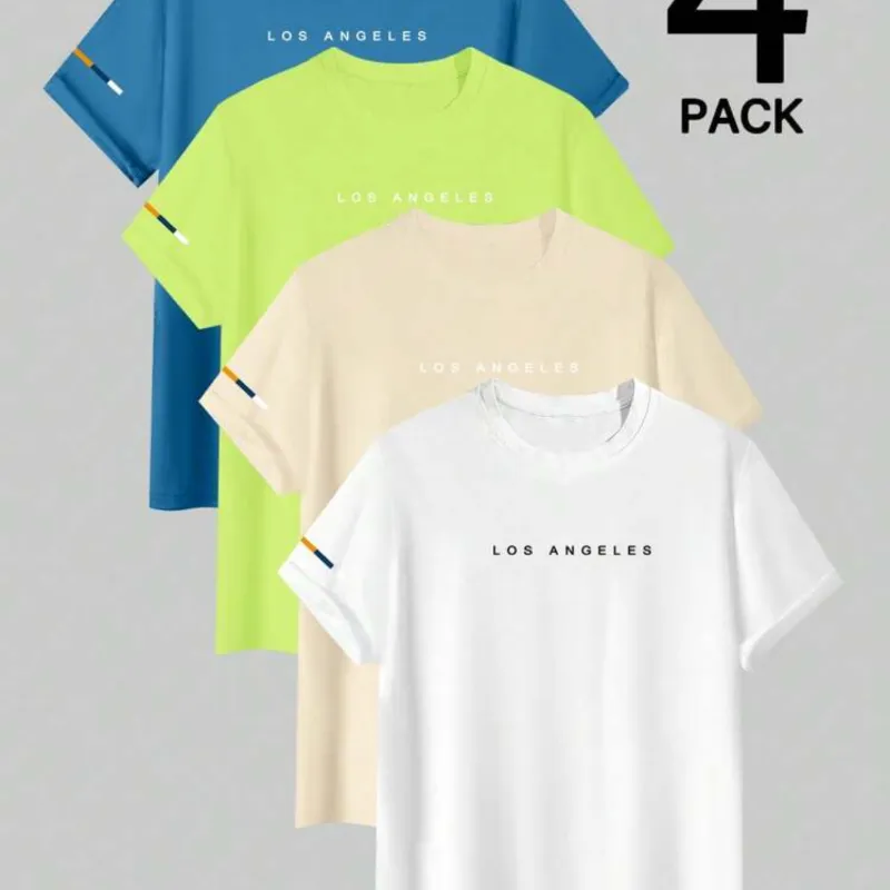 Manfinity Hypemode Camiseta de manga corta casual de hombre con estampado de letra simple