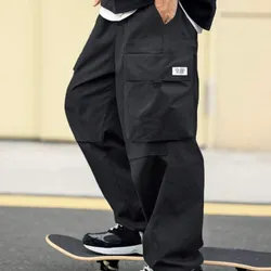 Manfinity Hypemode Pantalones cargo de pierna ancha y ajuste holgado para hombres jóvenes, estilo streetwear, talla grande, para verano