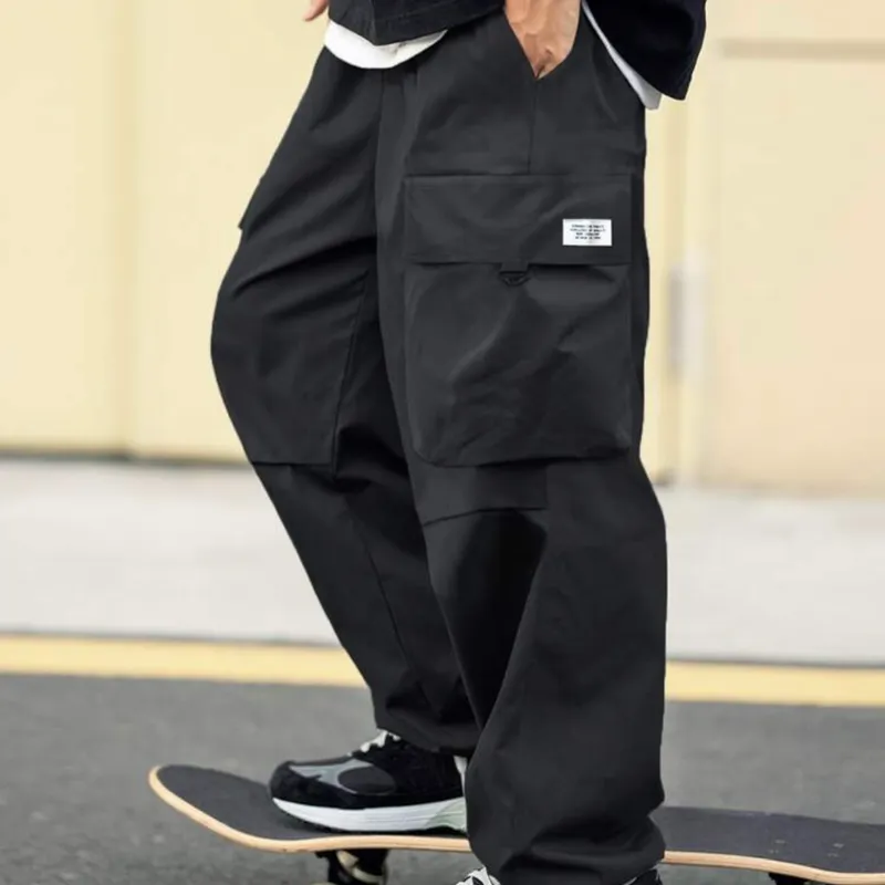 Manfinity Hypemode Pantalones cargo de pierna ancha y ajuste holgado para hombres jóvenes, estilo streetwear, talla grande, para verano
