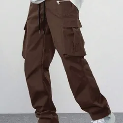 Manfinity Hypemode Pantalones De Carga Para Hombres Con Ajuste Flojo, Bolsillos Con Tapa Y Cintura Con Cordón Lateral