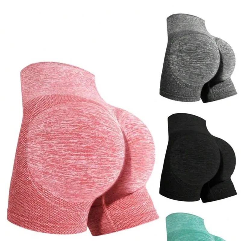 Pantalones cortos de yoga sin costuras, cintura elástica y control del abdomen, mallas deportivas transpirables para hacer ejercicio, correr, senderismo y actividades al aire libre casual