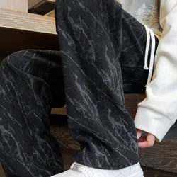 Pantalones rectos de pana de camuflaje con cordón para hombre, versátiles para primavera y verano