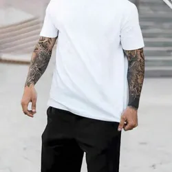 ROMWE MEN Street Life Conjunto de camiseta de cuello redondo de unicolor de manga corta y pantalón corto con bolsillo para hombre