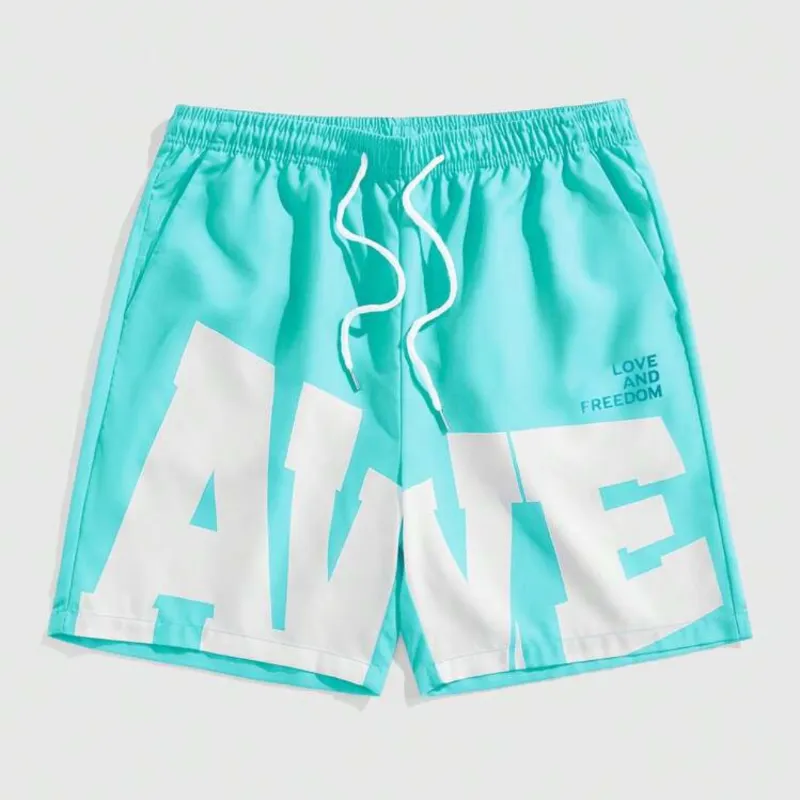 ROMWE MEN Street Life Pantalones cortos de baloncesto con eslogan impresos para hombres, perfectos para el uso diario en primavera y verano, escuela