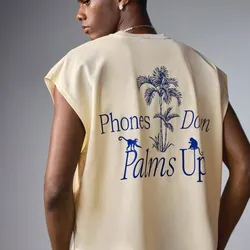 ROMWE MEN The White Lotus Camiseta de tirantes holgada de verano