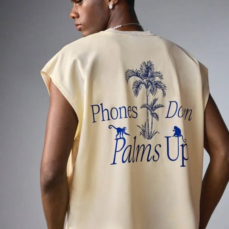 ROMWE MEN The White Lotus Camiseta de tirantes holgada de verano