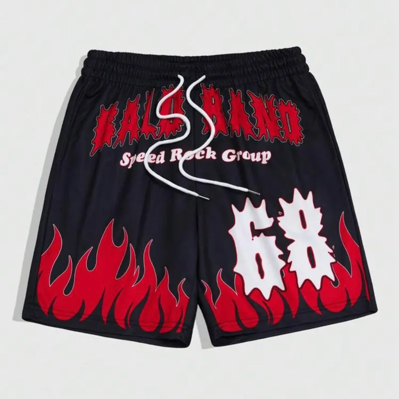 -Rowwe Men Prep Shorts Casuales cómodos con estampado y detalle 