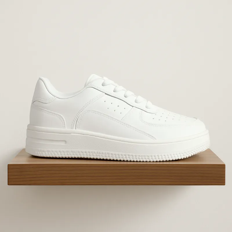 Zapatos casuales cómodos y de moda para hombres, zapatos planos de unicolor versátil y de moda con diseño de parche, zapatillas blancas minimalistas y elegantes