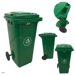 BASURERO 120L VERDE CON LLANTAS 32 GAL