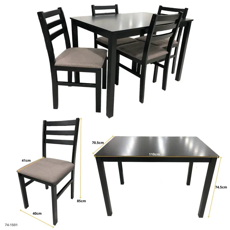 JUEGO COMEDOR SEATTLE 4 SILLAS WALNUT SKU: 74-1501