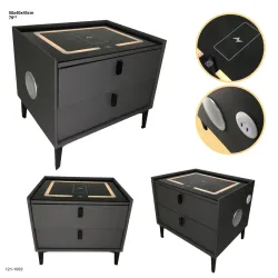 MESITA DE NOCHE CON BLUETOOTH+LUZ+CARGADOR 2 GAVETAS