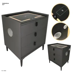 MESITA DE NOCHE CON BLUETOOTH+LUZ+CARGADOR 3 GAVETAS
