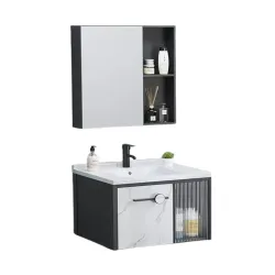 MUEBLE DE BAÑO ALUMINIO CON ESPEJO Y LAVAMANO SKU: 92-038T-80