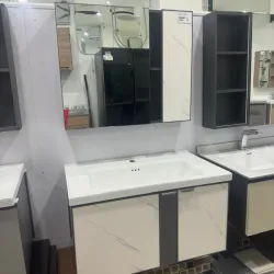 MUEBLE DE BAÑO ALUMINIO CON ESPEJO Y LAVAMANO. SKU: 92-1089K-80