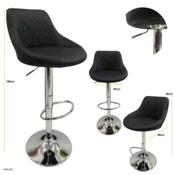 SILLA DE BAR CUERINA NEGRA /BASE CROMADA