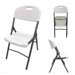 SILLA PLASTICA PLEGABLE BLANCO