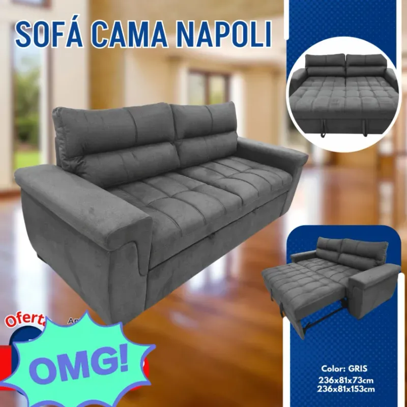 SOFA CAMA NAPOLI GRIS