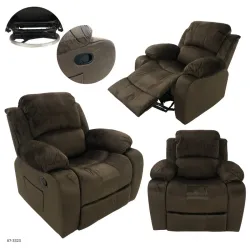 SOFA RECLINABLE GIRATORIO MECEDORA DE TELA CHOCOLATE SKU: 67-3323