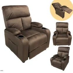 SOFA RECLINABLE CON PORTAVASOS TELA