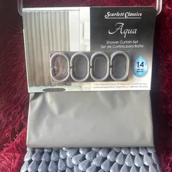 Cortina de baño con alfombra antideslizante 