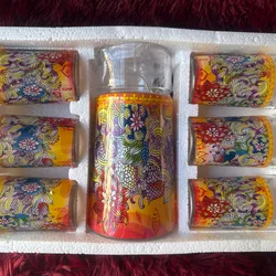 Jarra con 6 vasos de Cristal 