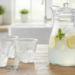 Jarras de cristal con 4 vasos 