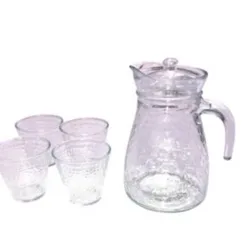 Jarras de cristal con 4 vasos 