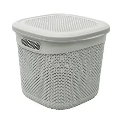 Cesta Resina cuadrada con asas y tapa