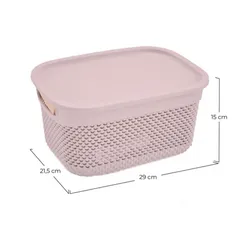 Cesta Resina rectangular con asas y tapa