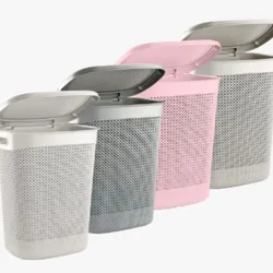 Cesto de ropa rectangular con asa, con tapa