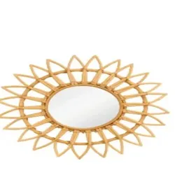 Espejo de pared ratán flor natural