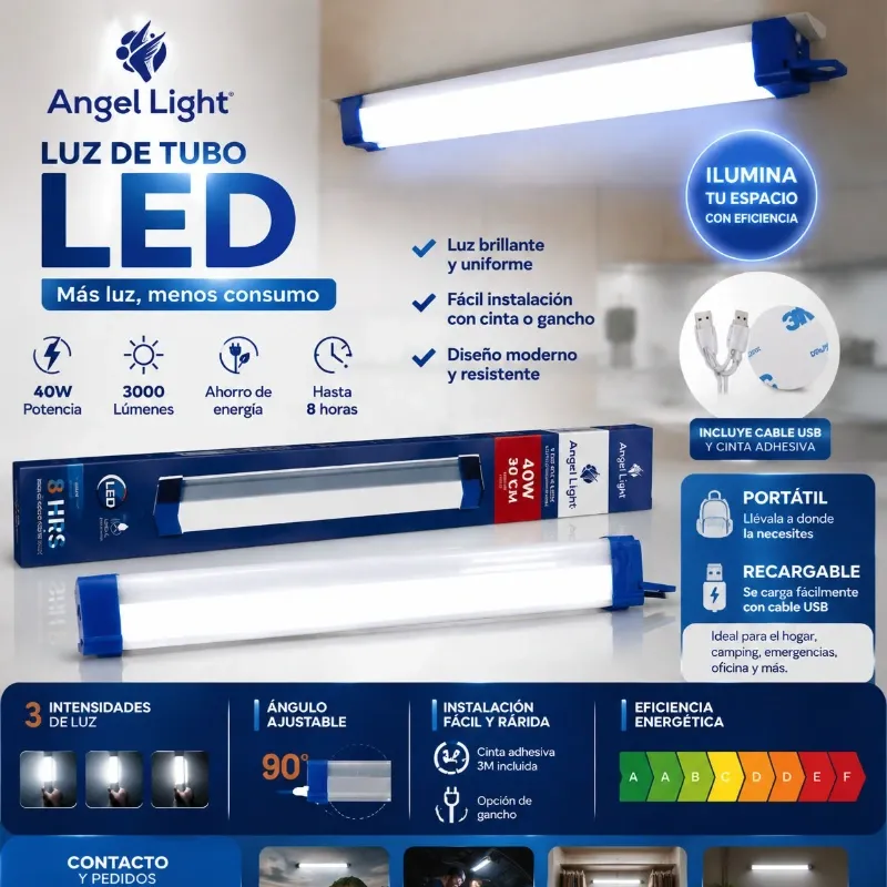 Lampara LED Recargable de alta eficiencia con diseño moderno y resistente 40w / 30cm