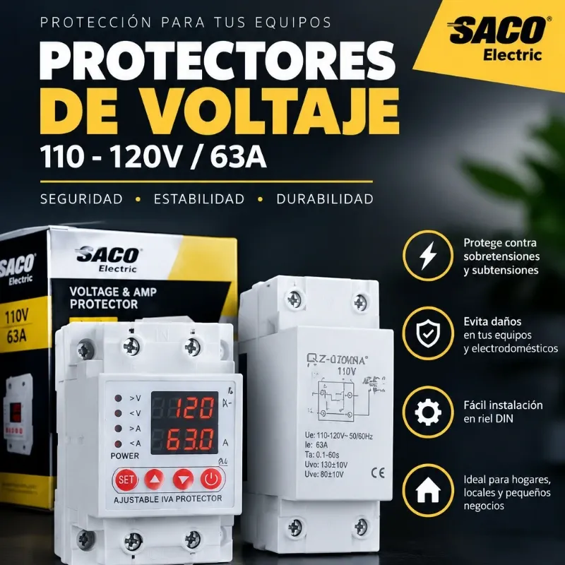 ⚡ PROTECTOR DE VOLTAJE Q7-LUMINA — 110–120V / 63A ⚡ Protege tus casa y equipos eléctricos frente a variaciones de voltaje y ayuda a evitar daños.