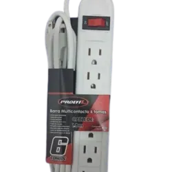 REGLETA EXTENSION ELECTRICA  2 METROS 6 TOMAS  110 volt