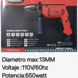 TALADRO Proefix * 650W - 110VOLT- 2800RPM-Mazorca ○13MM Carbones de respuesto*Nivel Incorporado  