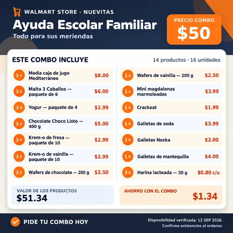 Combo Ayuda Escolar — $50