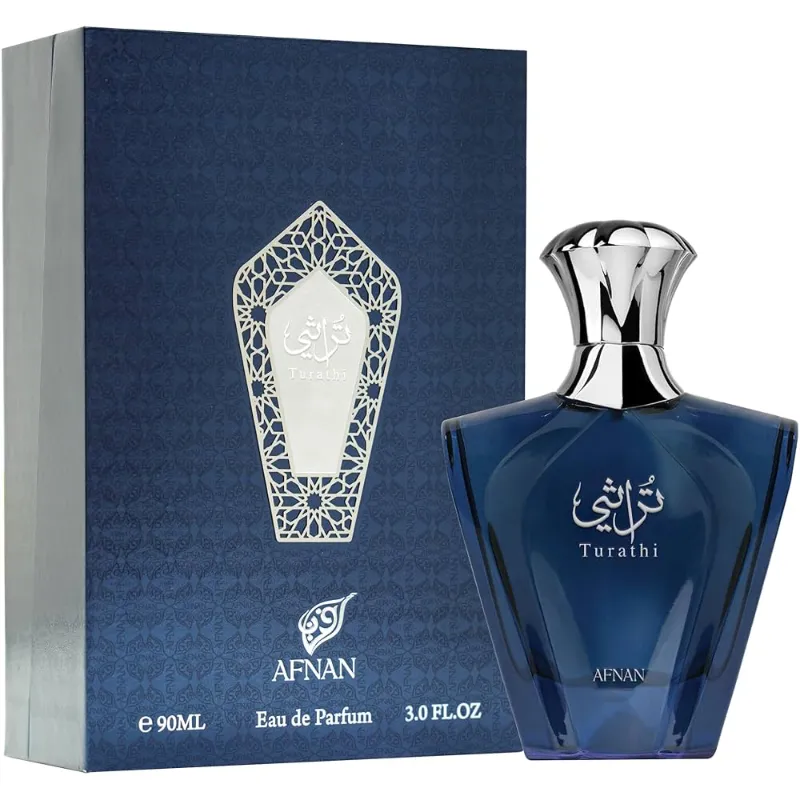 Afnan Turathi Blue Eau de Parfum Spray para hombre, 3.0 onzas líquidas