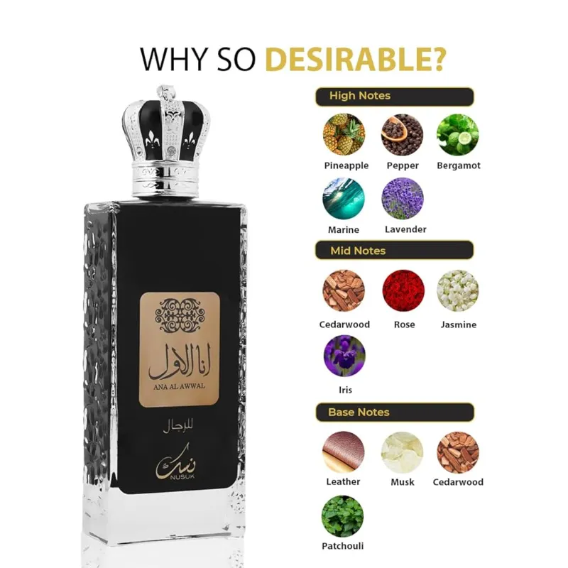 Ana Al Awwal by Nusuk Eau De Parfum Espray 3.4 oz / 3.4 fl oz (Hombres)