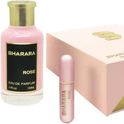 Bharara Rose Eau De Parfum en espray de 3.4 onzas líquidas (3.4 fl oz), perfume floral de larga duración para mujeres, elegante aroma a jazmín y peonía, fragancia de lujo para uso diario