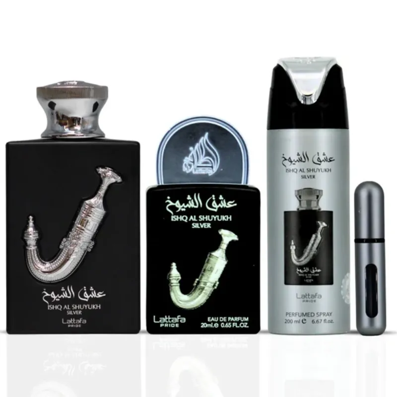 GIFT SET ISHQ AL SHUYUKH SILVER - 3 Piece Eau De Parfum Gift Set BY LATTAFA PRIDE