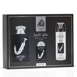 GIFT SET ISHQ AL SHUYUKH SILVER - 3 Piece Eau De Parfum Gift Set BY LATTAFA PRIDE