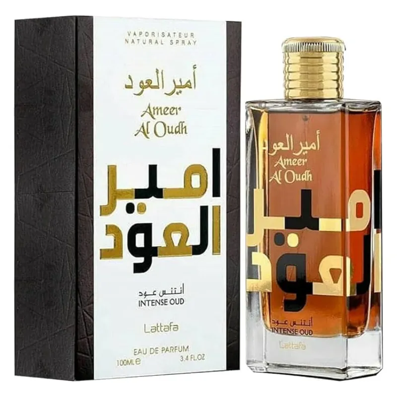 Lattafa Ameer Al Oud Intense Oud - Eau de Parfum en espray unisex, 3.4 onzas (paquete de 2)