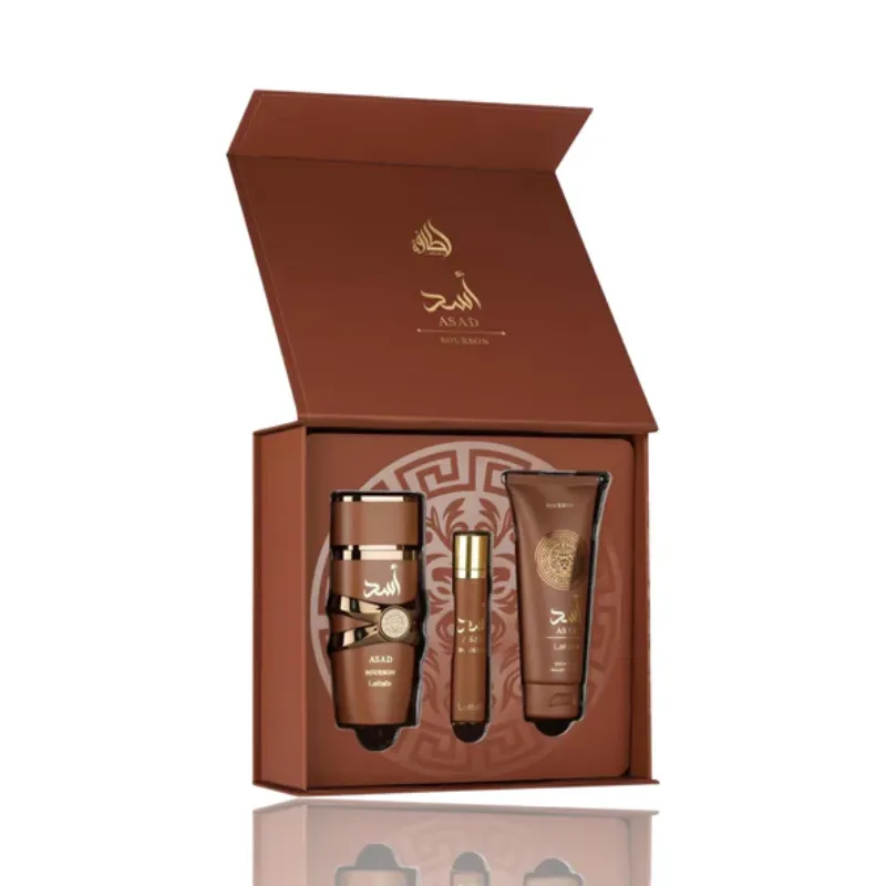LATTAFA ASAD BOURBON 3 PCS GIFTSET WITH 100ML EDP + 12ML TRAVEL SPRAY + 100ML SHOWER GEL