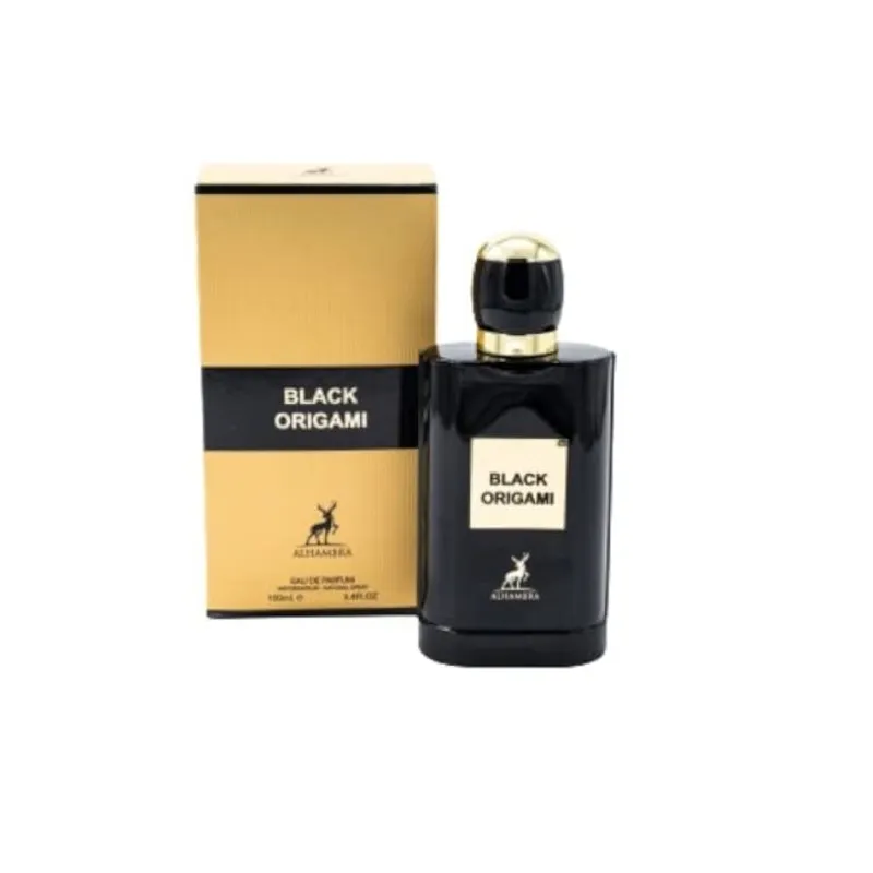 Maison alhambra Black Origami – Afrutado, Floral, Gourmand, Woody – Eau de Parfum Spray de larga duración para Unisex, 3.4 onzas / 3.4 fl oz