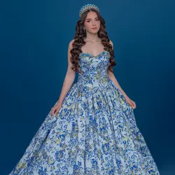 Traje Azul Estampado